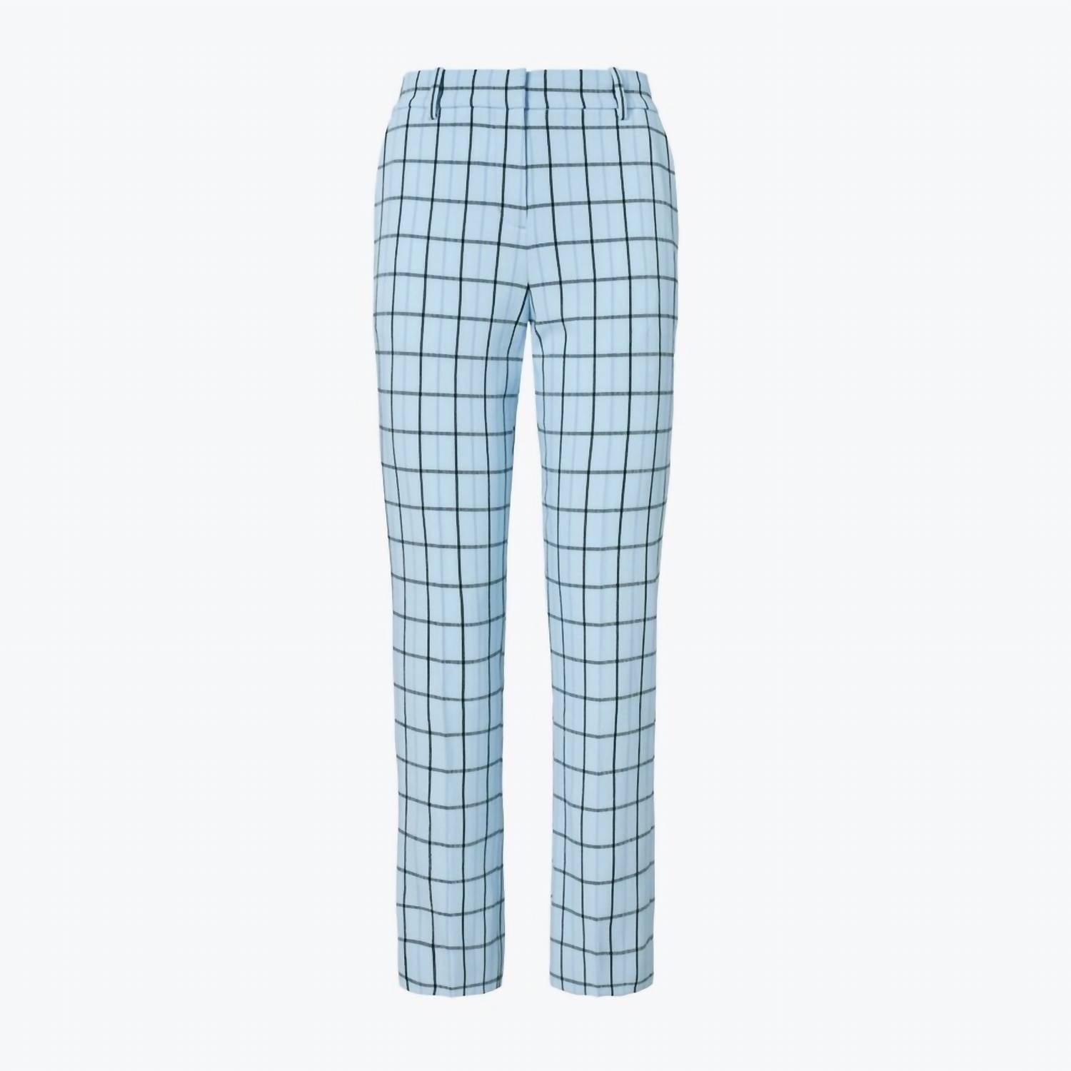 New Tory Burch Women's Yarn-Dyed Twill Golf Pant In Frost Suit Up Plaid